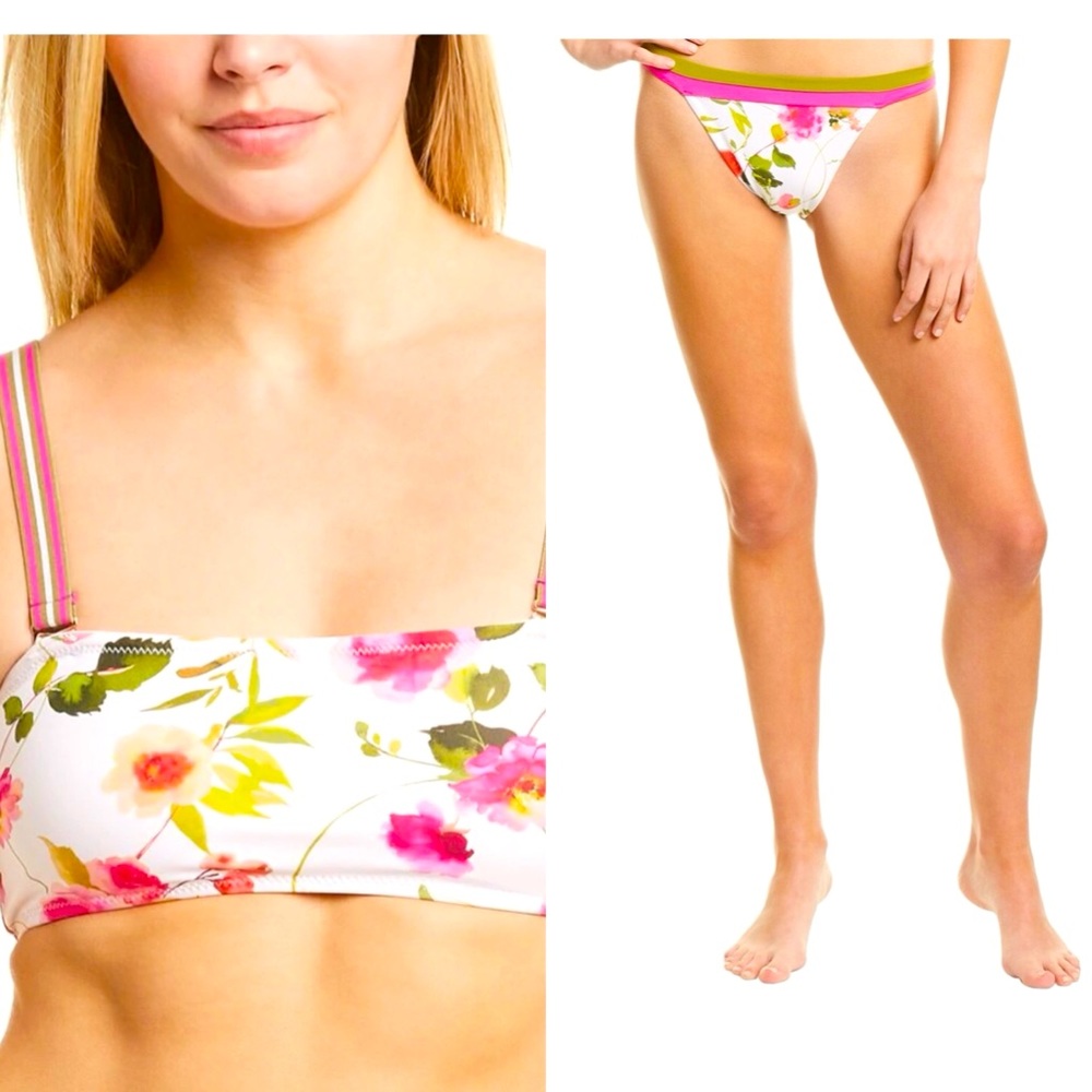 Nanette Lepore Bandeau Floral Bikini Swimsuit Size 8 NWT